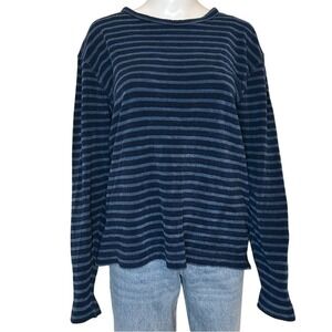 Todd Snyder New York Navy Blue Nautical Striped Cotton Long Sleeve Sweater Med